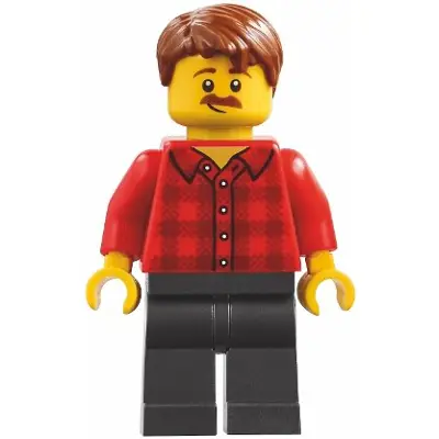 Harbormaster's Office Fisherman - Red Plaid Flannel Shirt, Pearl Dark Gray Legs, Reddish Brown Hair