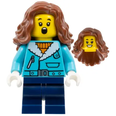 The Art of Chocolate Customer - Girl, Medium Azure Jacket, Dark Blue Medium Legs, Reddish Brown Wavy Hair