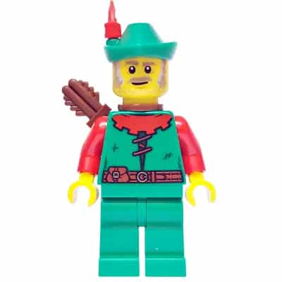 Forest Stronghold Forestman - Red, Green Hat, Red Feather, Quiver, Sideburns