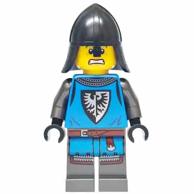 Forest Stronghold Black Falcon Soldier - Male, Pearl Dark Gray Detailed Legs, Helmet with Neck Protector
