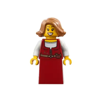 Medieval Seaside Market Baker - Female, Dark Red Dress, Medium Nougat Hair