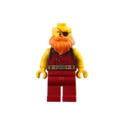 Medieval Seaside Market Blacksmith - Male, Dark Red Overalls with Tools, Orange Beard