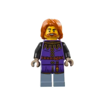 Medieval Seaside Market Tax Collector - Male, Dark Purple Surcoat, Sand Blue Legs, Dark Orange Hair