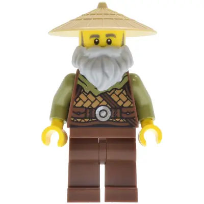 Riverside Scholars - Male, Leather Armor, Reddish Brown Legs, Tan Conical Hat, Light Bluish Gray Beard