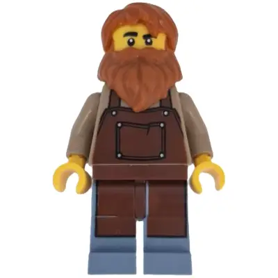 Wild West Train Boiler Stoker - Reddish Brown Apron, Dark Orange Beard
