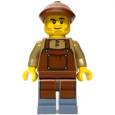 Merchant Boat Mechanic - Male, Dark Tan Shirt with Reddish Brown Apron, Sand Blue Legs, Reddish Brown Flat Cap, Stubble
