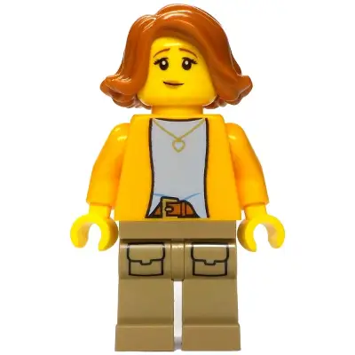 Merchant Boat - Female, Bright Light Orange Jacket, Dark Tan Legs with Pockets, Dark Orange Hair