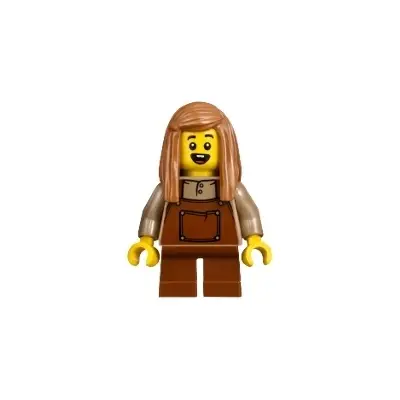 Child - Girl, Reddish Brown Overalls and Short Legs, Medium Nougat Hair