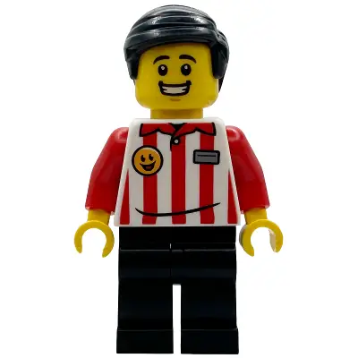 Popcorn Wagon Vendor - Red and White Striped Shirt, Black Legs, Black Hair