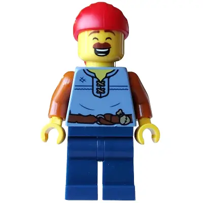 Pirate - Male, Sand Blue Vest, Dark Blue Legs, Red Bandana