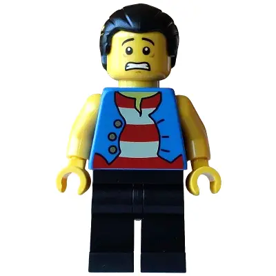 Pirate - Male, Blue Vest, Black Legs, Black Hair with Short Ponytail