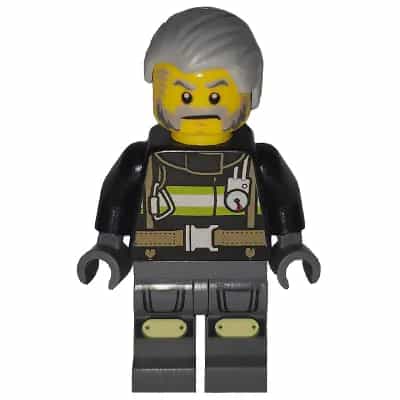 Art Factory Maintenance Worker - Male, Black Jacket with Reflective Stripes, Dark Bluish Gray Legs with Knee Pads, Light Bluish Gray Combed Hair