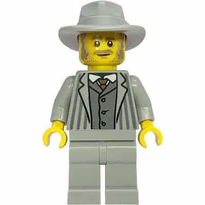 Gold Mine Gentleman - Light Bluish Gray Jacket with Pinstripes, Legs and Fedora