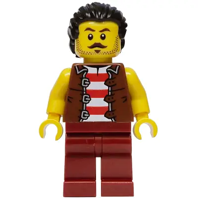 Privateer Frigate Fortuna Sailor - Male, Reddish Brown Vest over Red and White Striped Shirt, Dark Red Legs, Black Hair