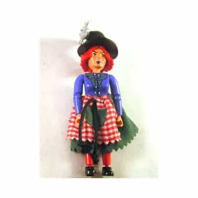 Belville Female, Adult Woman (Witch) - Black Shorts, Violet Top with Bones and Neckerchief Scarf Pattern, Red Hair, Black Shoes, Skirt, Hat with Spider
