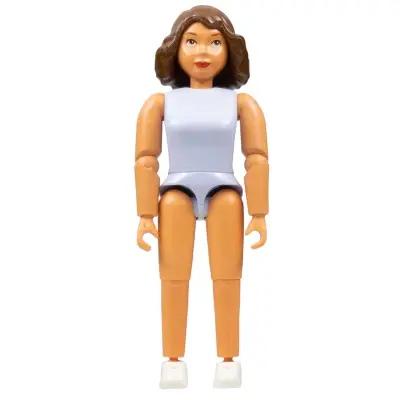 Belville Female, Adult Woman - Light Violet Top with Lace Pattern, Brown Hair, White Shoes (75540)
