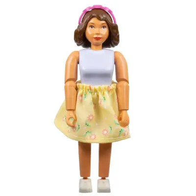 Belville Female, Adult Woman - Light Violet Top with Lace Pattern, Brown Hair, White Shoes, Skirt, Hairband