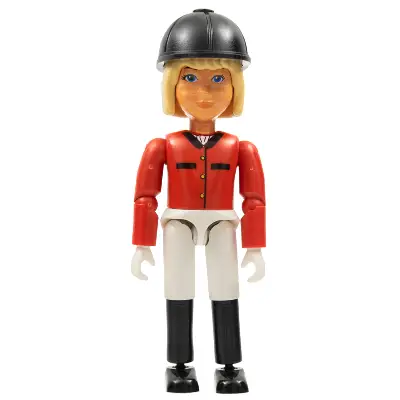 Belville Female - Horse Rider, White Shorts, Red Shirt, Light Yellow Hair, Helmet