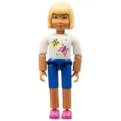 Belville Female - Blue Shorts, White Shirt with Butterflies Pattern, Light Yellow Hair