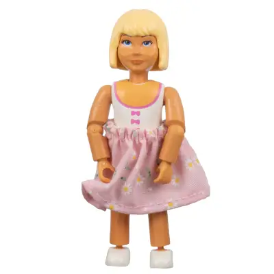 Belville Female - White Swimsuit with Dark Pink Bows Pattern, Light Yellow Hair, Pink Skirt with Flowers
