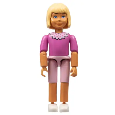 Belville Female, Child Girl - Pink Shorts, Dark Pink Top with Lace Collar Pattern, Very Light Orange Hair, White Shoes (75755)