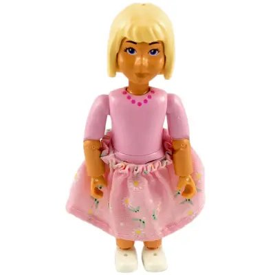Belville Female - Pink Shorts, Pink Shirt with Necklace Pattern, Light Yellow Hair, Pink Skirt with Flowers