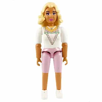 Belville Female, Adult Woman (Princess / Bride) - Pink Shorts, White Top with Flowers and Gold Lace Trim Pattern, Very Light Orange Hair, White Shoes (4129895)