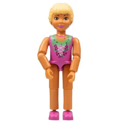 Belville Female, Child Girl (Princess Vanilla) - Dark Pink Top with Flowers Pattern, Very Light Orange Hair, Dark Pink Shoes (4185597)