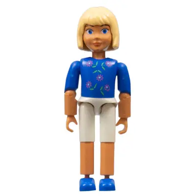 Belville Female, Child Girl (Pamela) - White Shorts, Blue Top with Flowers Pattern, Very Light Orange Hair, Blue Shoes (4107499)