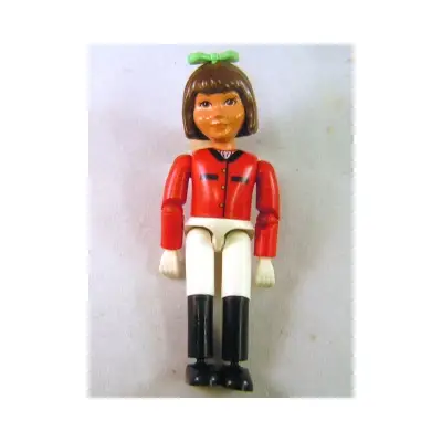 Belville Female - Horse Rider, White Shorts, Red Shirt, Brown Hair, Bow