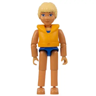 Belville Female - Laura - White/Blue Swimsuit with Blue Stripes, Long Light Yellow Hair, Life Jacket