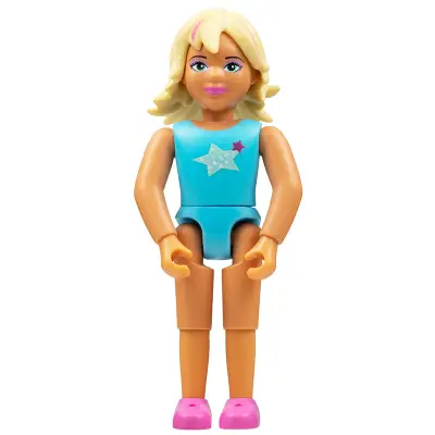 Belville Female, Child Girl (Pop Star) - Sky Blue Top with Stars Pattern, Light Yellow Hair with Dark Pink Streaks, Dark Pink Shoes (4220982)