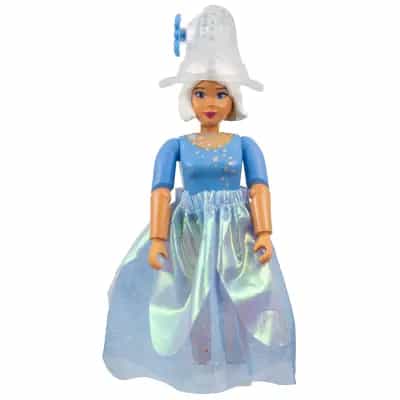 Belville Female, Adult Woman (Stella) - Medium Blue Top with Stars Pattern, White Hair, White Shoes, Skirt, Hat with Flower