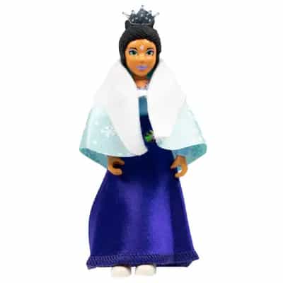 Belville Female, Adult Woman (Snow Queen) - Bright Light Blue Top, Black Hair, White Shoes, Skirt, Shawl, Tiara