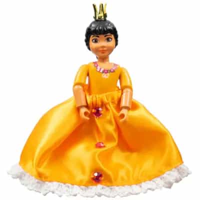 Belville Female - Orange Top with Floral Garland with Butterfly and Ribbon Pattern and Orange Skirt, Crown (Rosita)