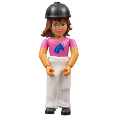 Belville Female - Girl, Brown Hair, Pink Shirt, White Pants, Black Riding Helmet