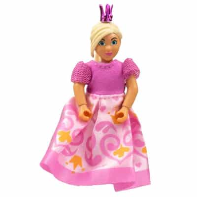 Belville Female, Child Girl (Princess) - Bright Pink Top, Light Yellow Hair, Magenta Shoes, Dress with Filigree Pattern, Crown