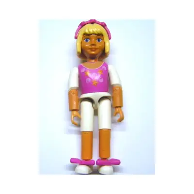 Belville Female, Child Girl - White Shorts, Dark Pink Top with Starfish / Sea Stars and Seashells Pattern, Very Light Orange Hair, White Shoes, Hairband, Bows