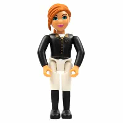 Belville Female, Child Girl (Horse Rider) - White Shorts, Black Top with Buttons Pattern, Dark Orange Hair, Black Shoes (4519437)