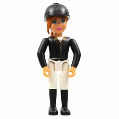 Belville Female, Child Girl (Horse Rider) - White Shorts, Black Top with Buttons Pattern, Dark Orange Hair, Black Shoes, Hat