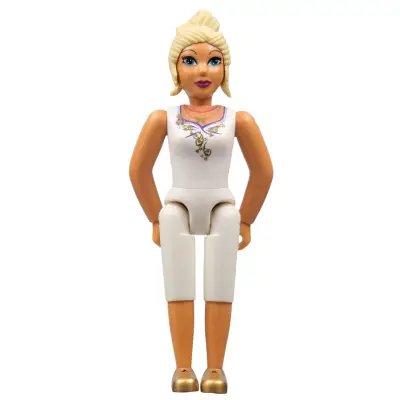 Belville Female, Adult Woman - White Shorts, White Top with Gold Filigree Pattern, Light Yellow Hair, Gold Shoes (4519435)
