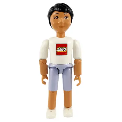 Belville Male - Light Violet Shorts, White Shirt with LEGO Logo, Black Hair