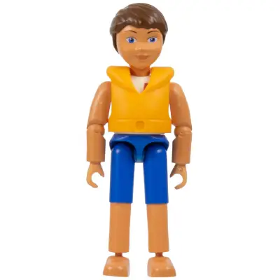Belville Male, Child Boy - Blue Shorts, White Top with Kite Pattern, Brown Hair, Life Jacket