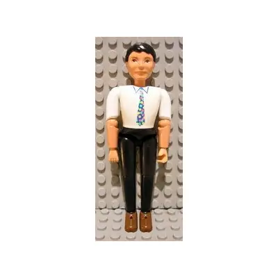 Belville Male - Black Pants, White Shirt, Black Hair, Multicolored Tie