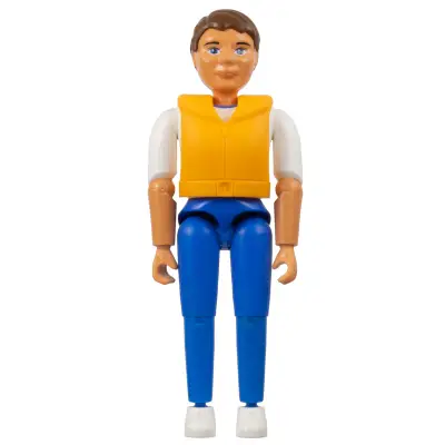 Belville Male - Brown Hair, White Shirt with Anchor Pattern, Blue Pants, White Shoes, Life Jacket