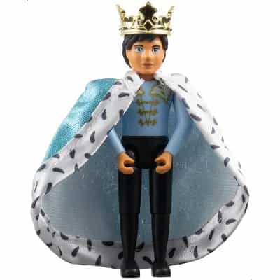 Belville Male, Adult Man (King) - Black Pants, Light Blue Top with White Fur and Gold Trim Pattern, Black Hair, Black Shoes, Cloak, Crown