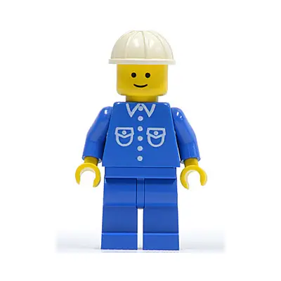 Shirt with 6 Buttons - Blue, Blue Legs, White Construction Helmet