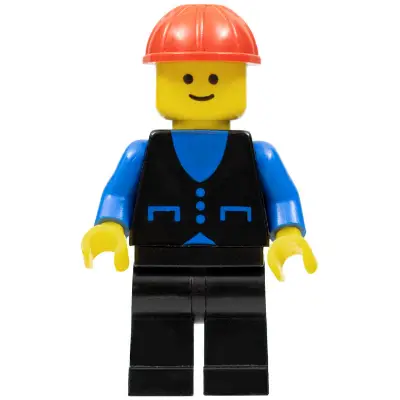 Shirt with 3 Buttons - Blue, Black Legs, Red Construction Helmet