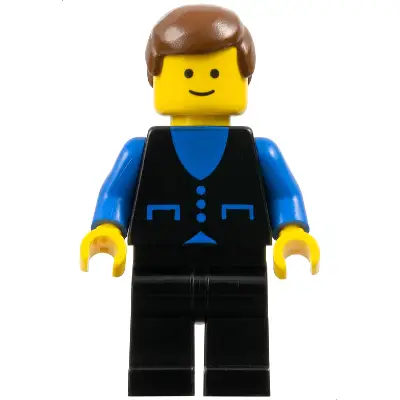 Shirt with 3 Buttons - Blue, Black Legs, Brown Male Hair
