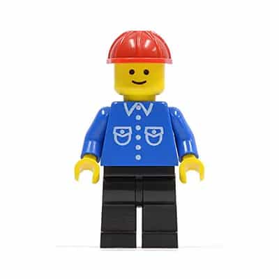 Shirt with 6 Buttons - Blue, Black Legs, Red Construction Helmet